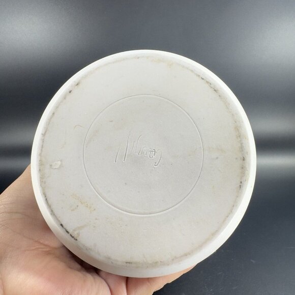 Studio Art Pottery Basket Vase With Wood Handle Artist Signed Ceramic Vintage - Picture 13 of 16